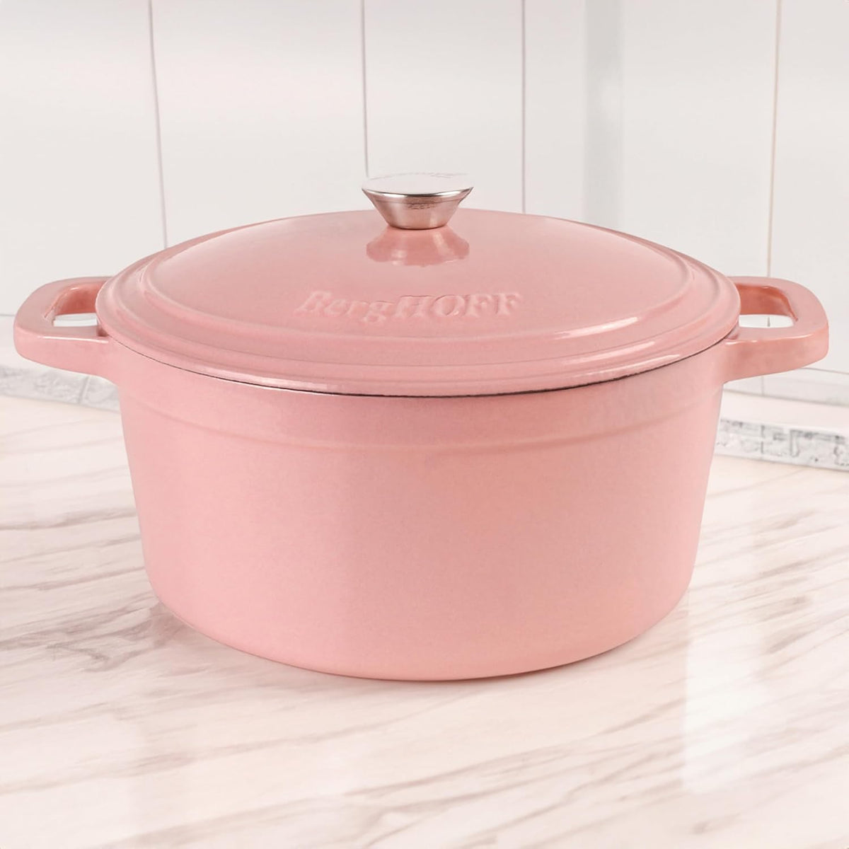 Neo 7qt Round Enameled Cast Iron Dutch Oven, Pink Cooking Pot
