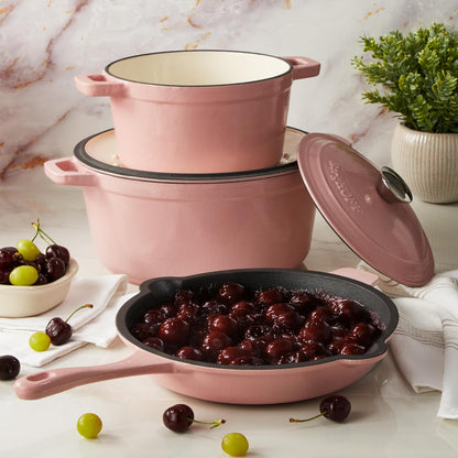 Neo 7qt Round Enameled Cast Iron Dutch Oven, Pink Cooking Pot