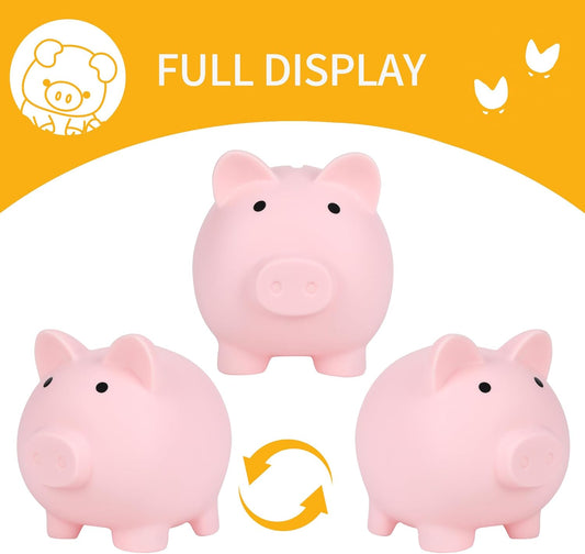 Piggy Bank for Kids, Plastic Coin Bank, Unbreakable Money Banks, Cute Piggy Banks for Kids, First Money Box, Best Birthday Gifts Home Decoration（Pink）