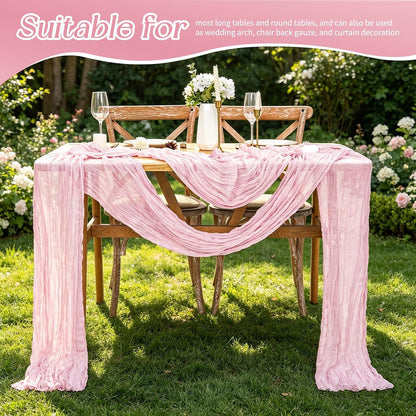 6 Pack Pink Cheesecloth Table Runner Boho Gauze Wedding Decor