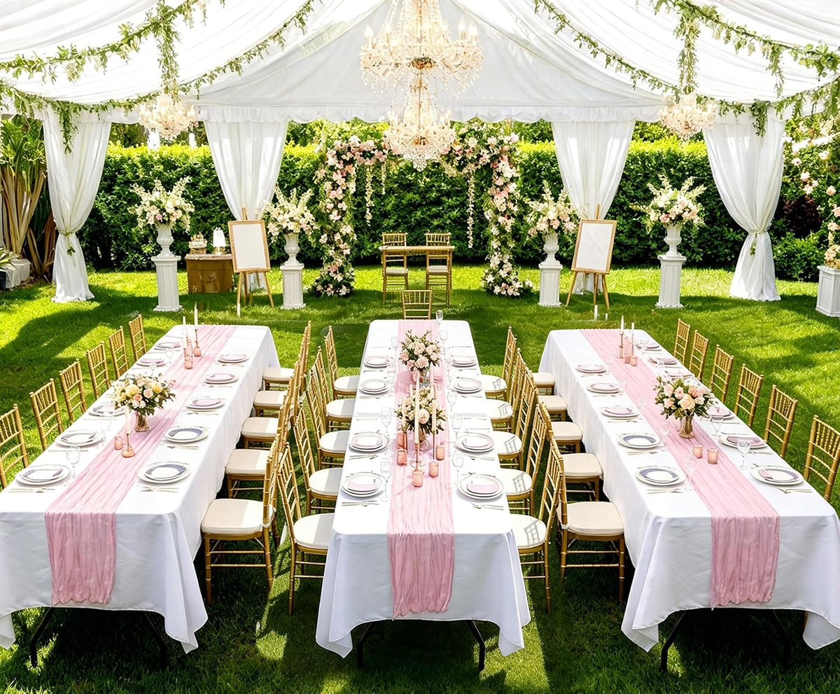 6 Pack Pink Cheesecloth Table Runner Boho Gauze Wedding Decor