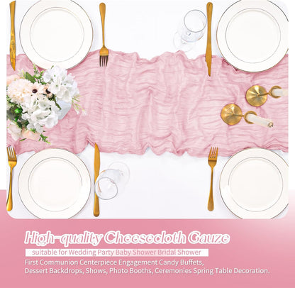 6 Pack Pink Cheesecloth Table Runner Boho Gauze Wedding Decor