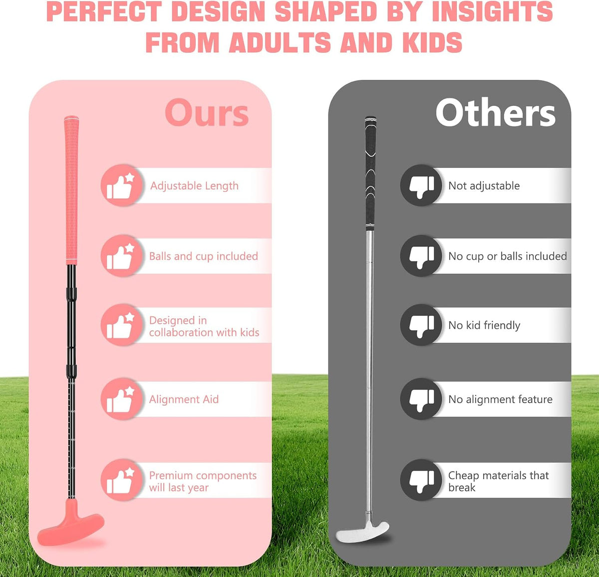 Golf Putter, Golf Putters for Men & Women, Mini Putter, Club Golf Set, Bucket Golf Game, Two-Way Putters Includes Ball, Cup with Flag