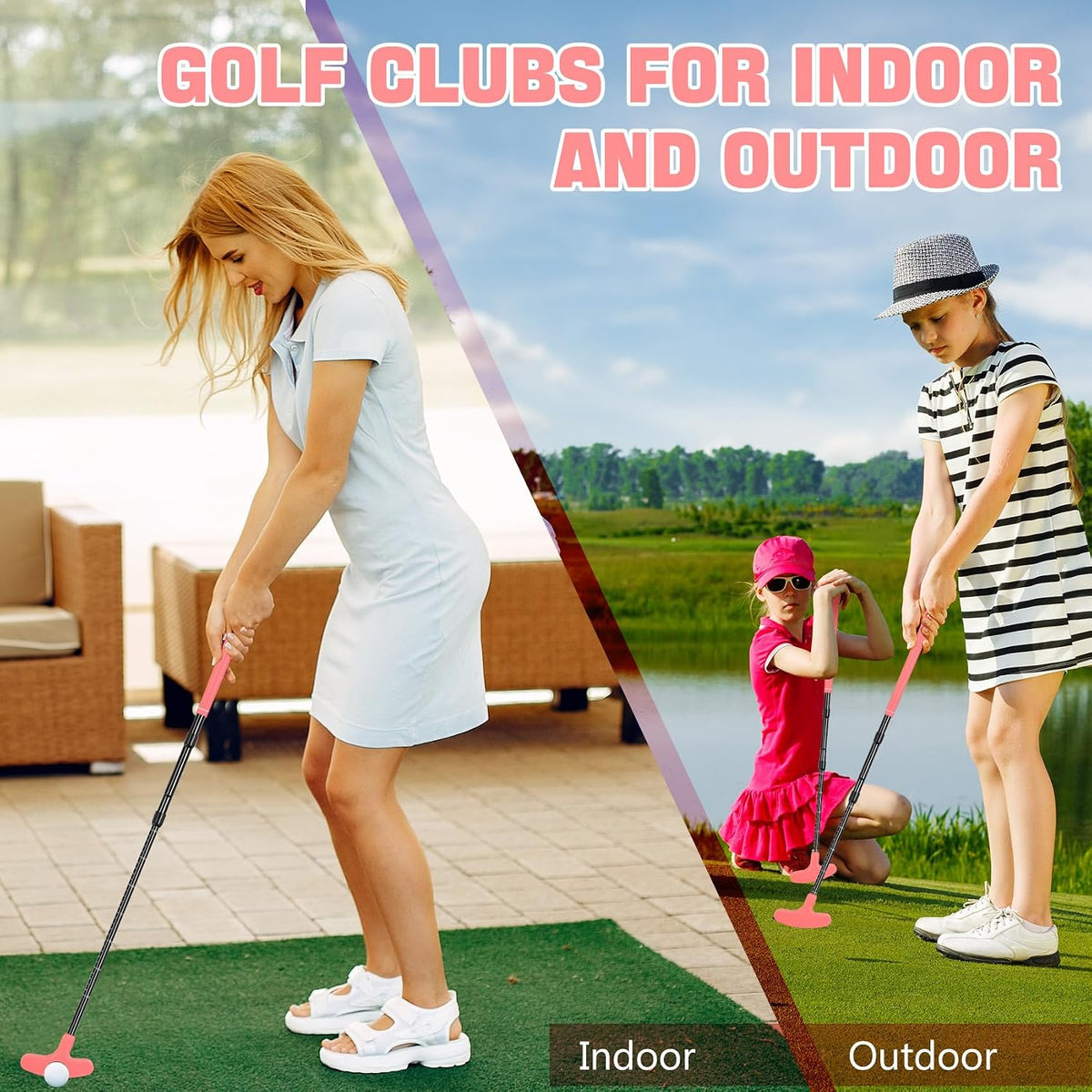 Golf Putter, Golf Putters for Men & Women, Mini Putter, Club Golf Set, Bucket Golf Game, Two-Way Putters Includes Ball, Cup with Flag