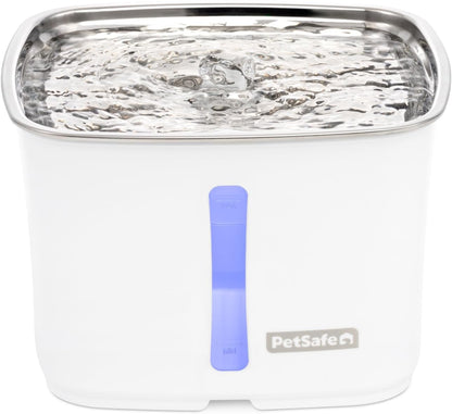 PetSafe Viva Cat Water Fountain (64oz/1.8L) Indoor Water Dispenser for Cats and Small Dogs, Stainless-Steel Bowl with Whisper Quiet Pump, Dishwasher Safe, Easy to Clean, Water Filters Included