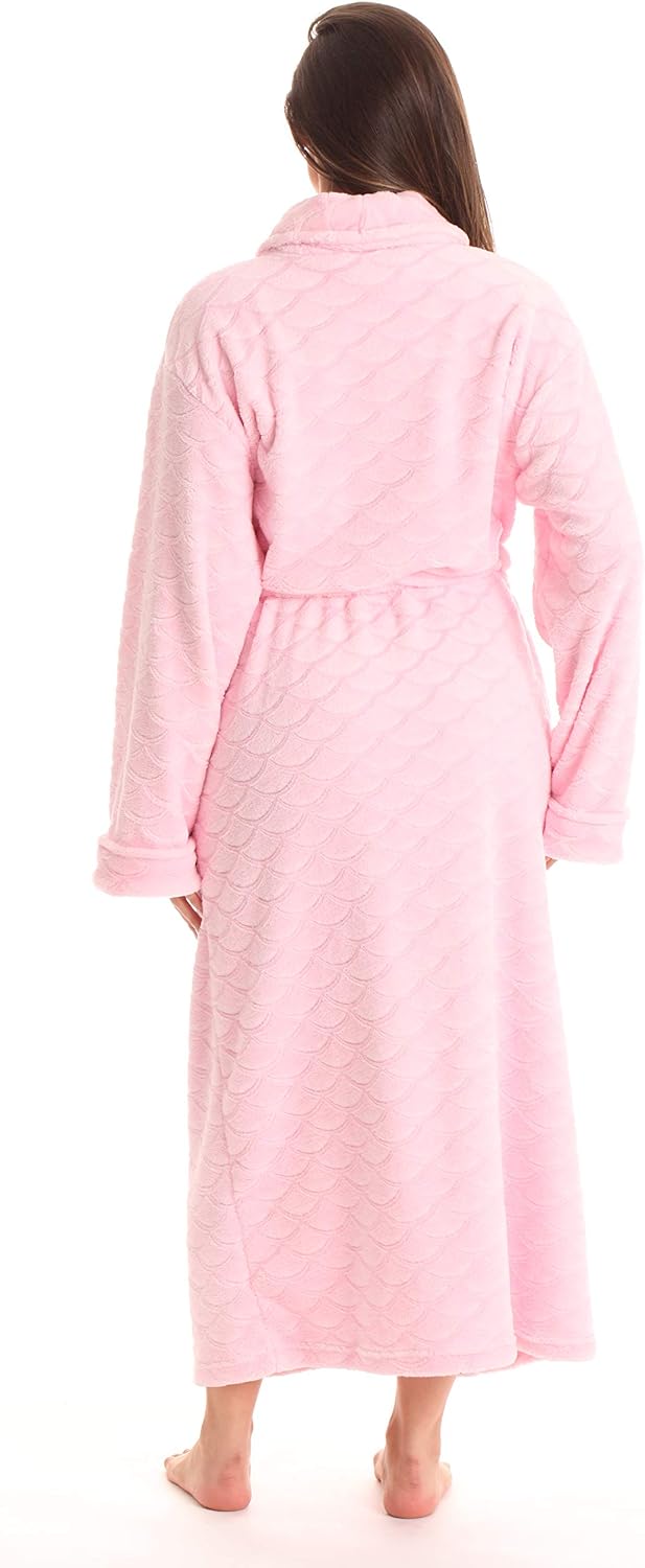 Velour Kimono Robe Hooded Bath Robes for Women Maxi Length