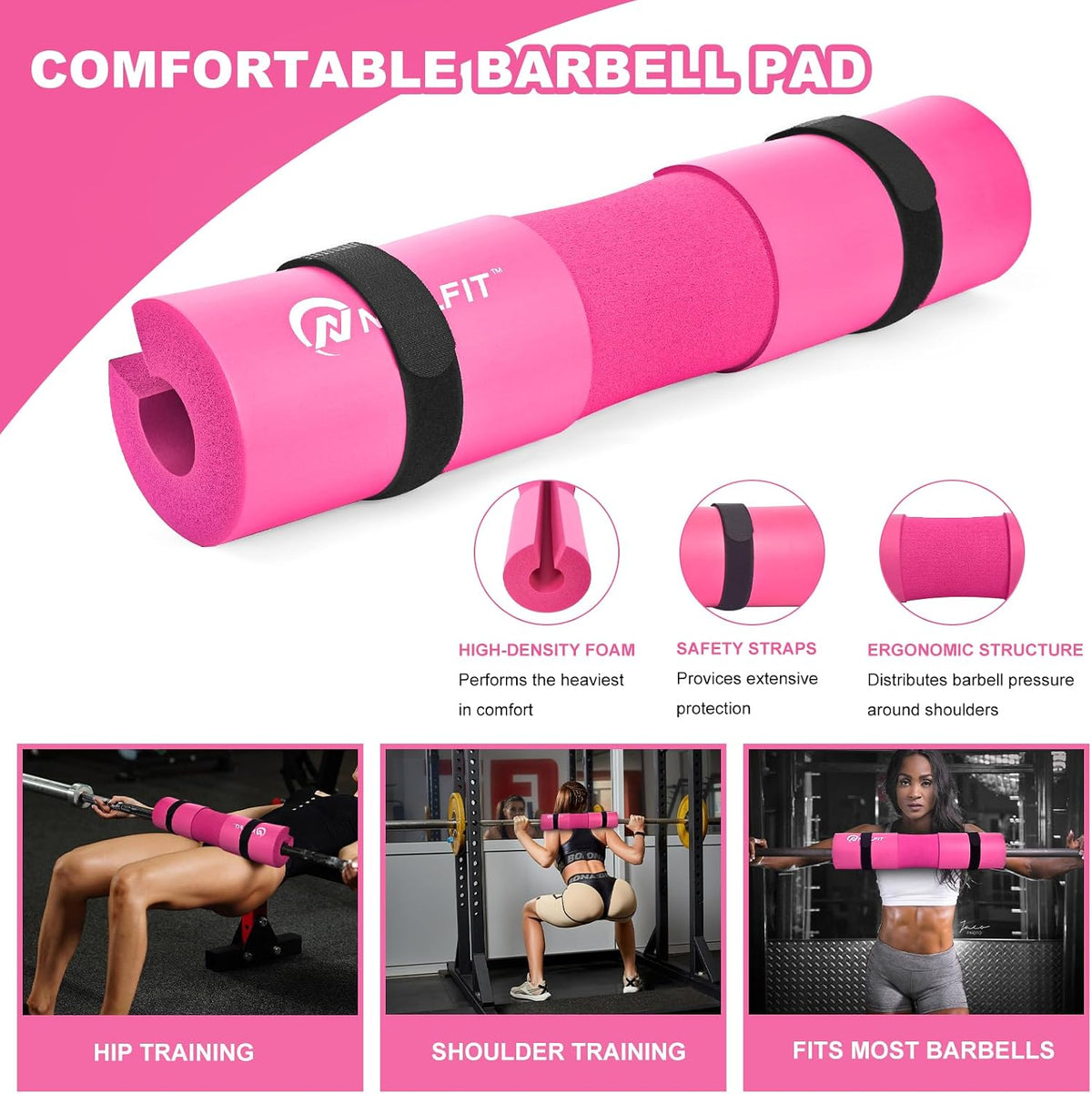 Barbell Pad Squat Pad for Squats—Squat Bar Pad—Great for Weightlifting,Lunges and Hip Thrusts—Foam Sponge Pad—Fit Standard and Olympic Bars Perfectly