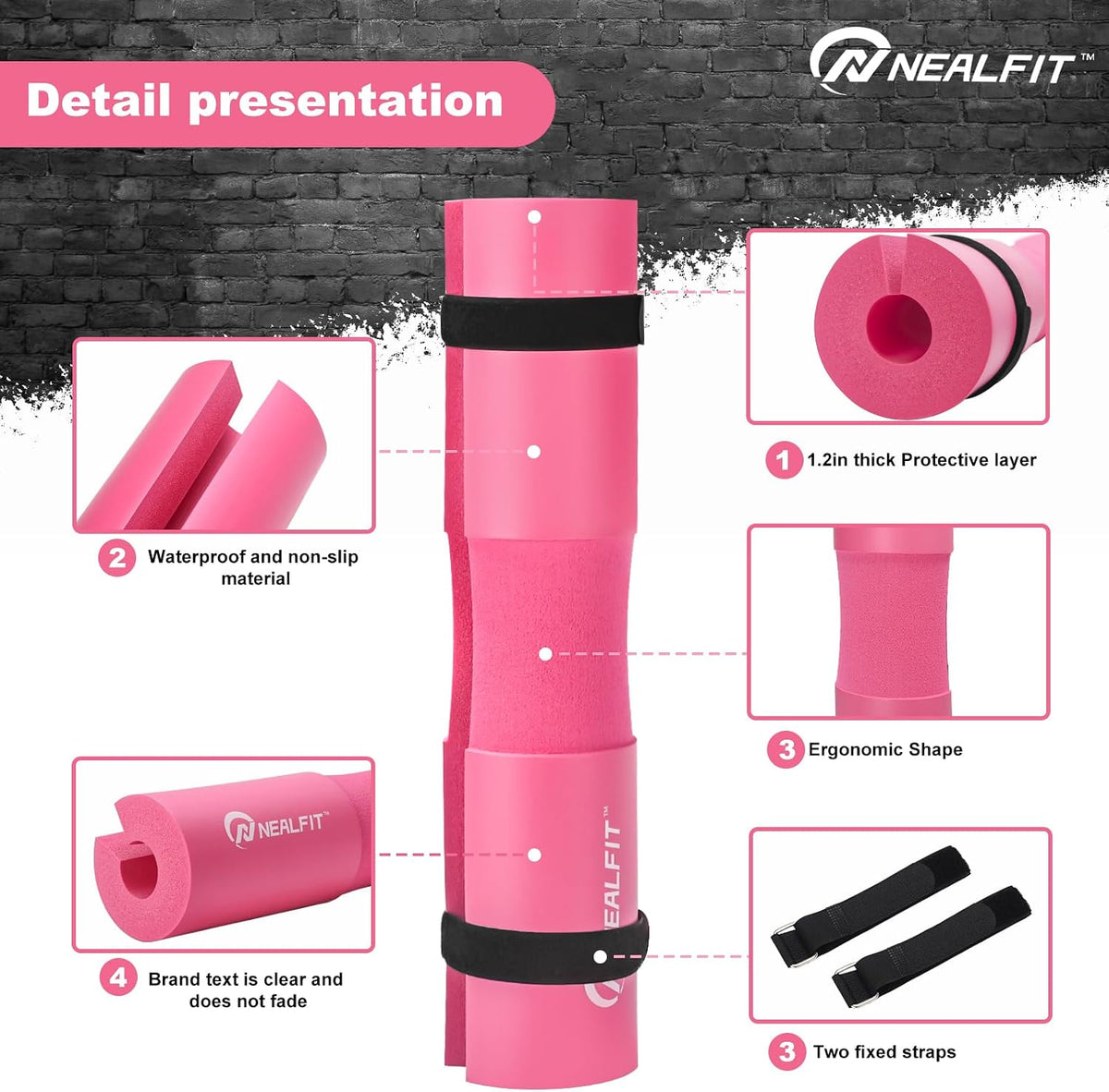 Barbell Pad Squat Pad for Squats—Squat Bar Pad—Great for Weightlifting,Lunges and Hip Thrusts—Foam Sponge Pad—Fit Standard and Olympic Bars Perfectly