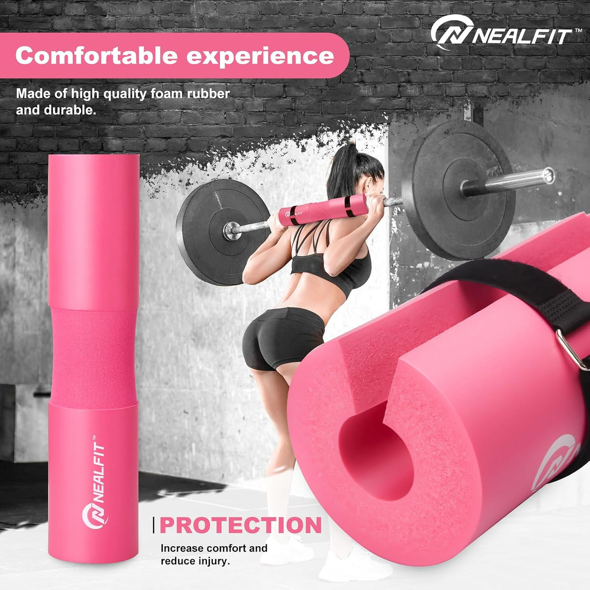 Barbell Pad Squat Pad for Squats—Squat Bar Pad—Great for Weightlifting,Lunges and Hip Thrusts—Foam Sponge Pad—Fit Standard and Olympic Bars Perfectly