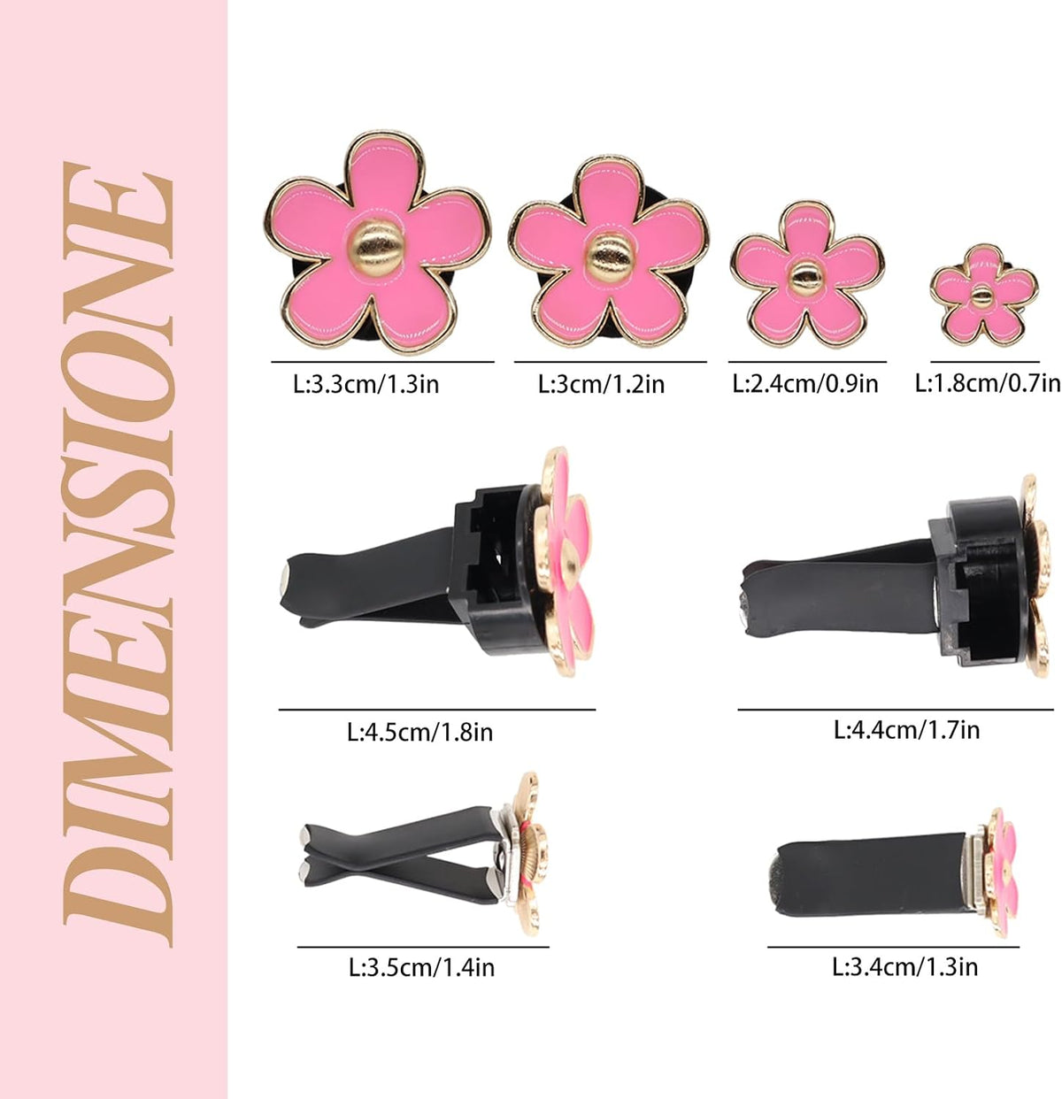 ORIESSE Pink Car Accessories,Flower Car Air Freshener Vent Clips