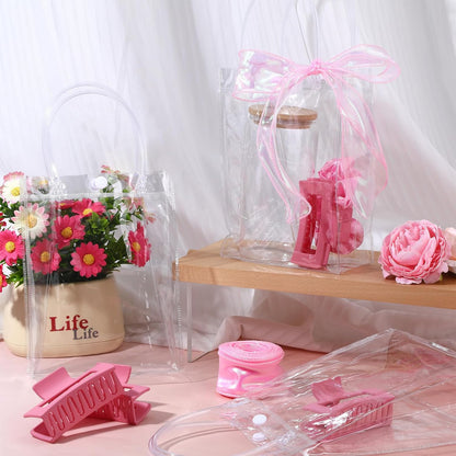 25 Pcs Sleepover Party Supplies for Girls, Pink Spa Birthday Party Supplies with Cups Clips Scrunchies Gift Bags Ribbon, Slumber Party Supplies for Girl Decorations Bow Party Favors for Girls