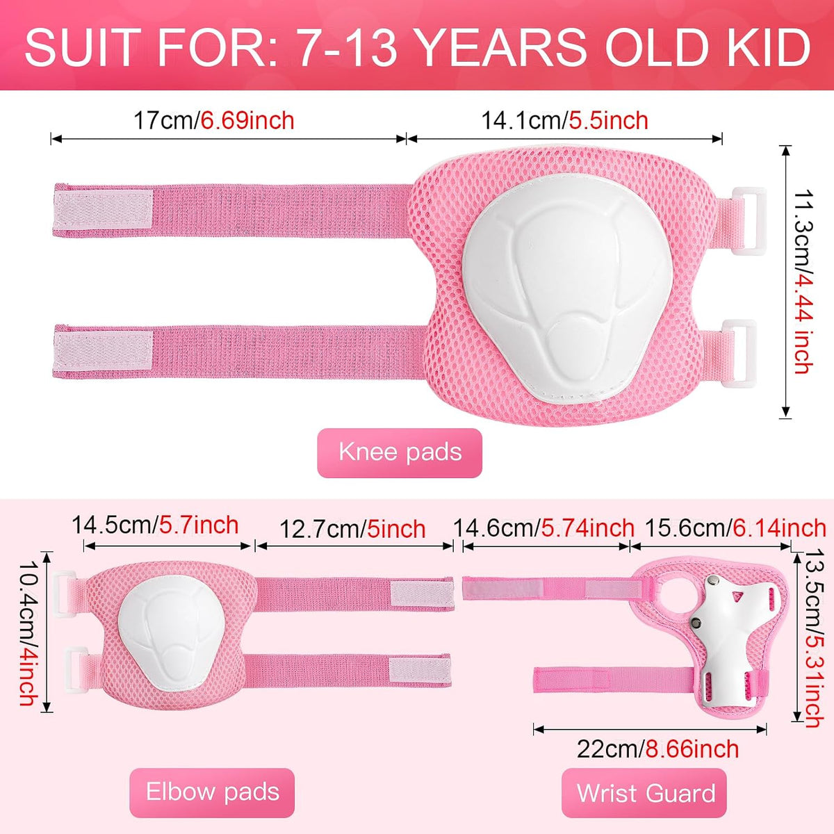 Kids Protective Gear Set Knee Pads for Kids 3-14 Years Toddler Knee and Elbow Pads with Wrist Guards 3 in 1 for Skating Cycling Bike Rollerblading Scooter