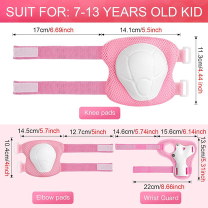 Kids Protective Gear Set Knee Pads for Kids 3-14 Years Toddler Knee and Elbow Pads with Wrist Guards 3 in 1 for Skating Cycling Bike Rollerblading Scooter