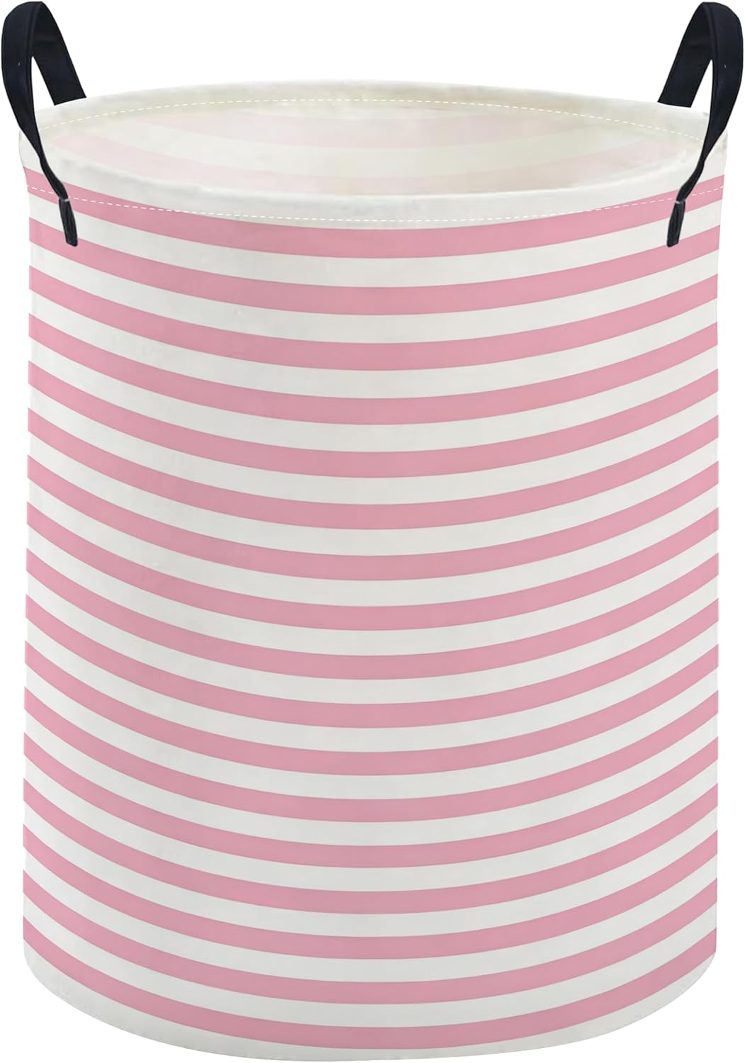 Kids Laundry Basket,Pink Hamper Collapsible Canvas Waterproof Storage Bin for Girls, Cute Hamper,Gift Baskets(Pink stripes)