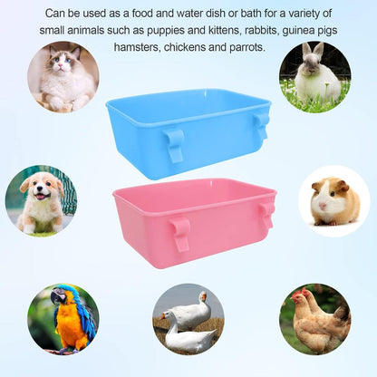6 Pack Feeder (Blue, Pink), Hanging Feeder,Food and Water Container, Bath Water Bowl Universal for Birds Hamsters Mice Rats Rabbit Guinea Pig Small Pets (S) (M)