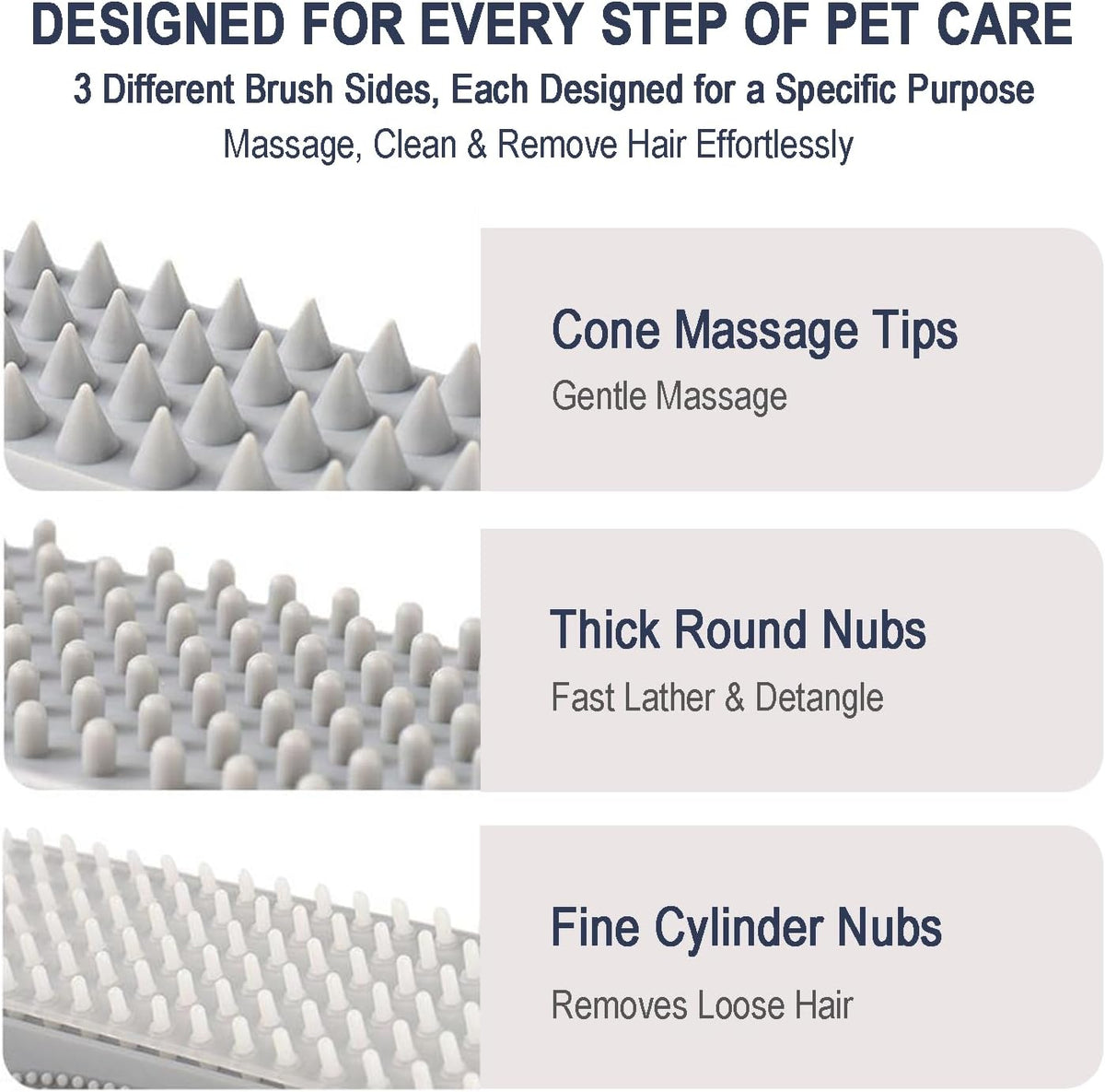 Triangular Wrap-Around Pet Grooming & Bath Brush for Dogs & Cats – 3-in-1 Silicone Dog Bath Brush with Deshedding Bristles, Massage Cones & Deep Cleaning Nubs, Soft Flexible Self-Cleaning Design,Pink
