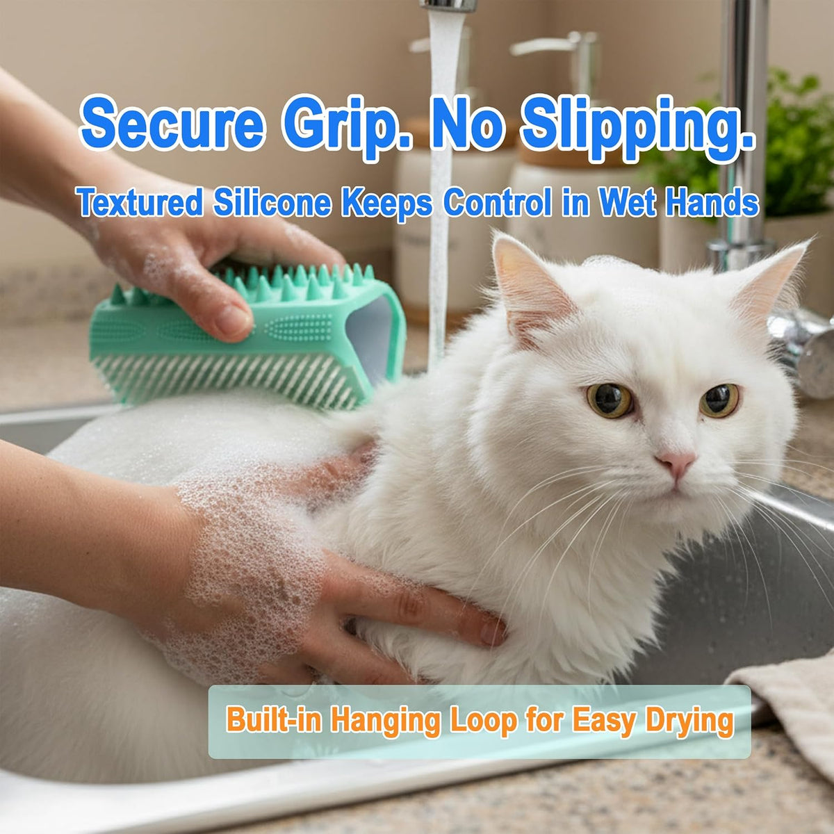 Triangular Wrap-Around Pet Grooming & Bath Brush for Dogs & Cats – 3-in-1 Silicone Dog Bath Brush with Deshedding Bristles, Massage Cones & Deep Cleaning Nubs, Soft Flexible Self-Cleaning Design,Pink
