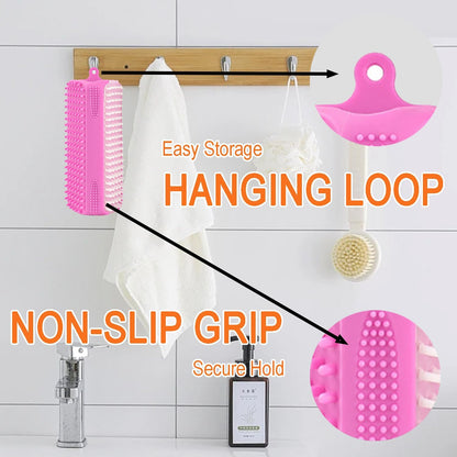 Triangular Wrap-Around Pet Grooming & Bath Brush for Dogs & Cats – 3-in-1 Silicone Dog Bath Brush with Deshedding Bristles, Massage Cones & Deep Cleaning Nubs, Soft Flexible Self-Cleaning Design,Pink