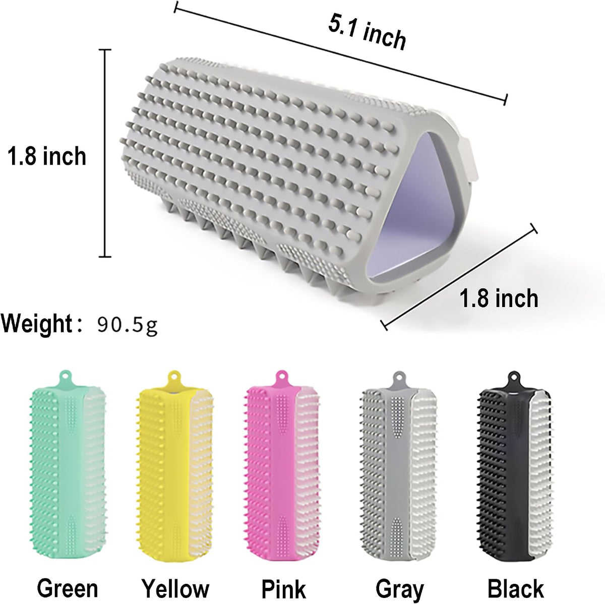 Triangular Wrap-Around Pet Grooming & Bath Brush for Dogs & Cats – 3-in-1 Silicone Dog Bath Brush with Deshedding Bristles, Massage Cones & Deep Cleaning Nubs, Soft Flexible Self-Cleaning Design,Pink