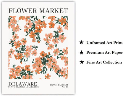 8X10 Unframed Delaware Peach Blossom State Flower Market Art Print Poster Home Office Wall Decor FM8