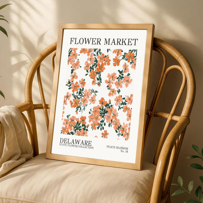 8X10 Unframed Delaware Peach Blossom State Flower Market Art Print Poster Home Office Wall Decor FM8