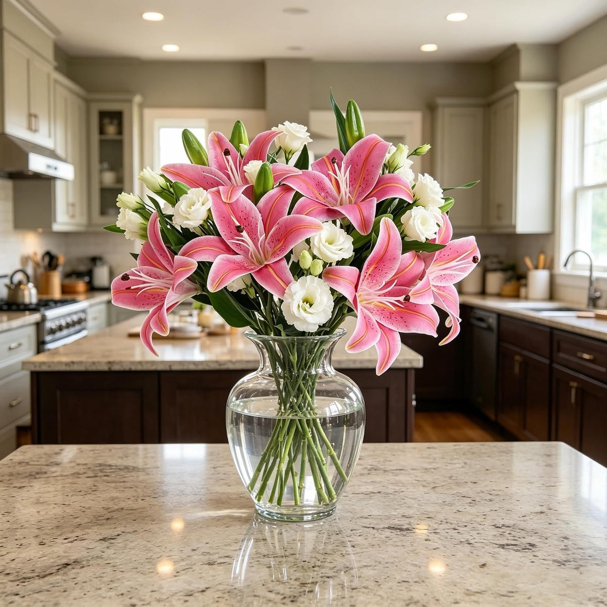 Kimura's Cabin 6 Pcs Real Touch Tiger Lily Artificial Flowers,Rose Pink
