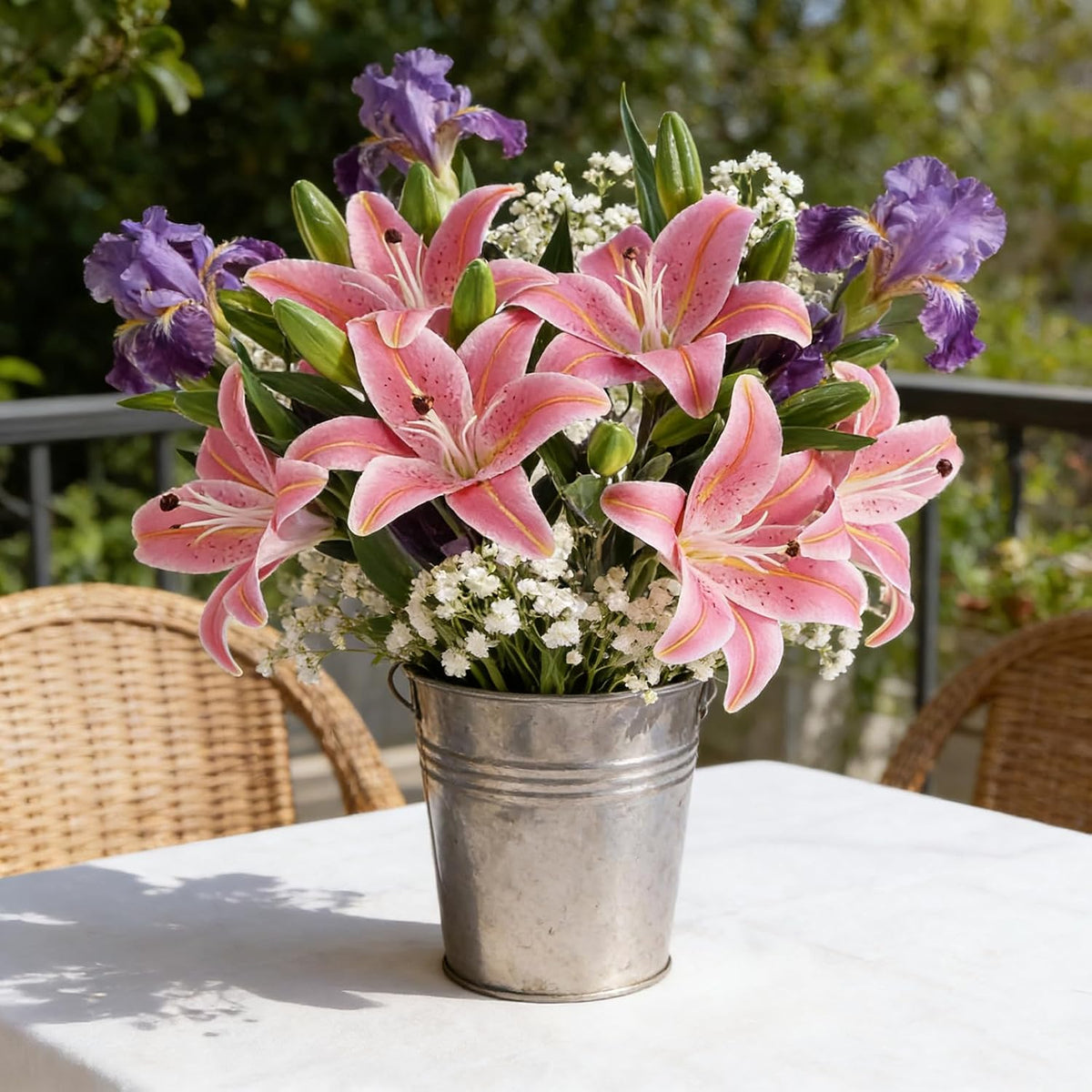 Kimura's Cabin 6 Pcs Real Touch Tiger Lily Artificial Flowers,Rose Pink