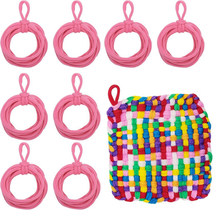 50 Pcs Potholder Loom Refill Loops, Elastic Potholder Weaving Refill Loops Knitting Kit Supplies in Rainbow Colors for Girls Beginners DIY Crafts 7" Weaving Loom, Pink