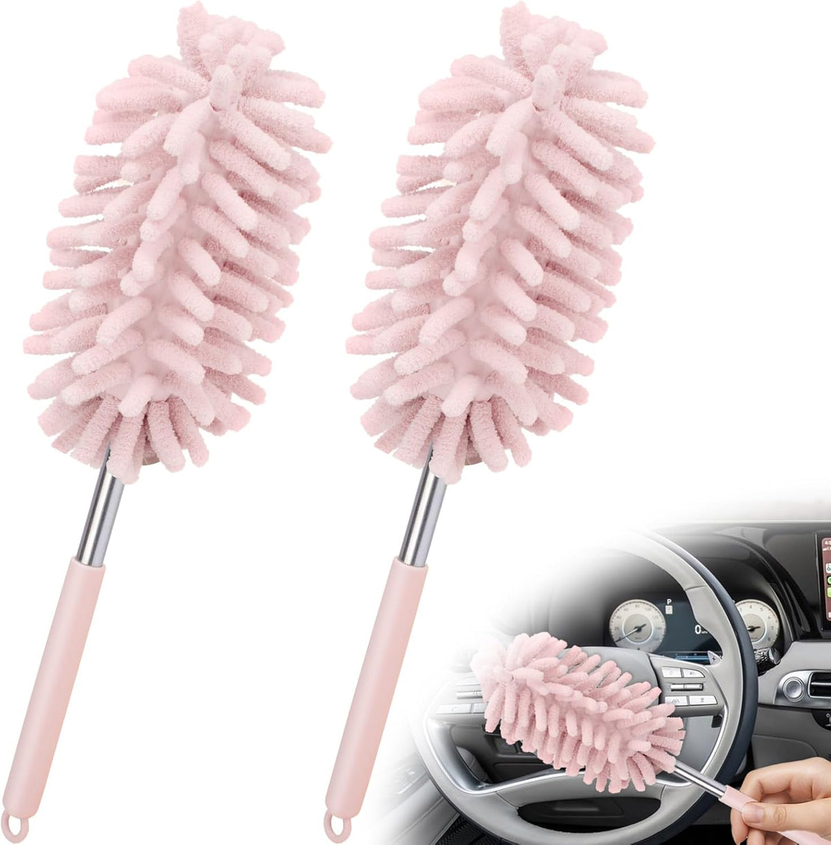 2 PCS Car Interior Duster with Extension Pole, Dusters for Cleaning
