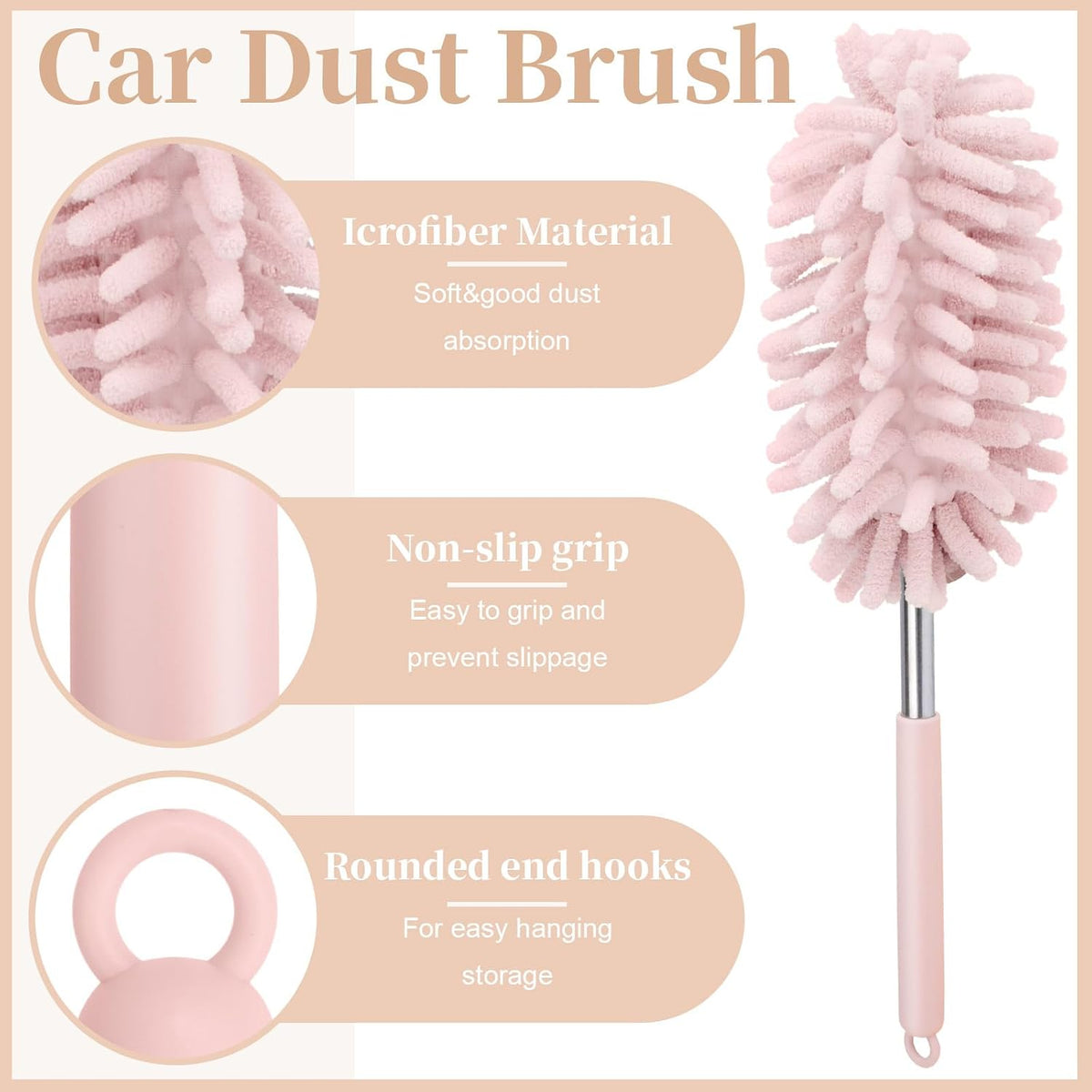 2 PCS Car Interior Duster with Extension Pole, Dusters for Cleaning
