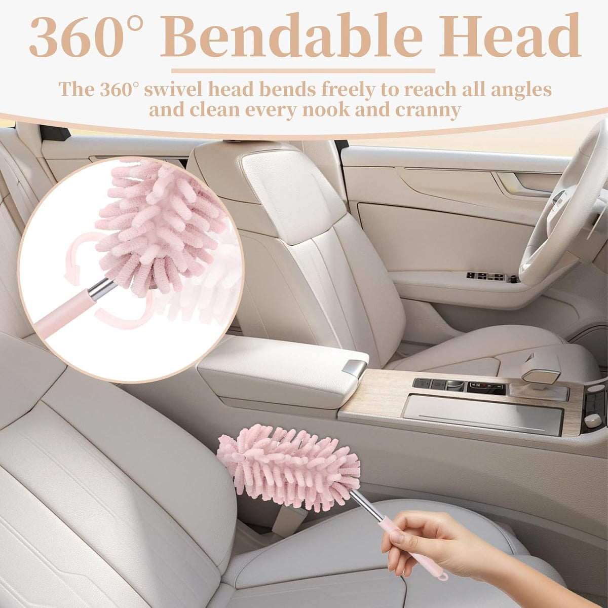 2 PCS Car Interior Duster with Extension Pole, Dusters for Cleaning