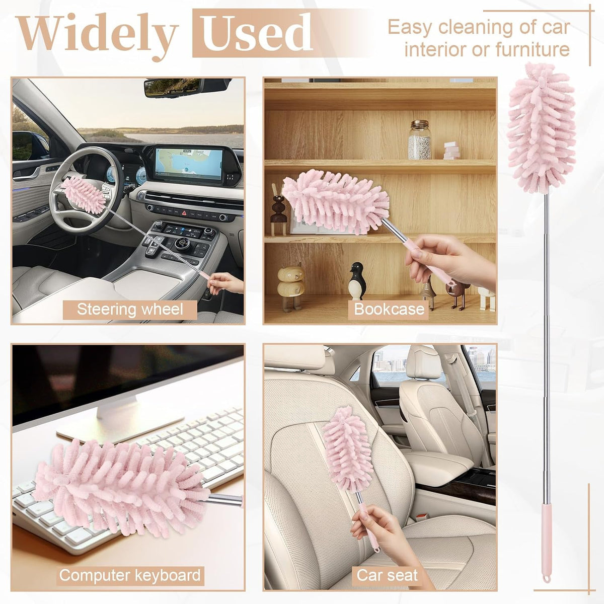 2 PCS Car Interior Duster with Extension Pole, Dusters for Cleaning