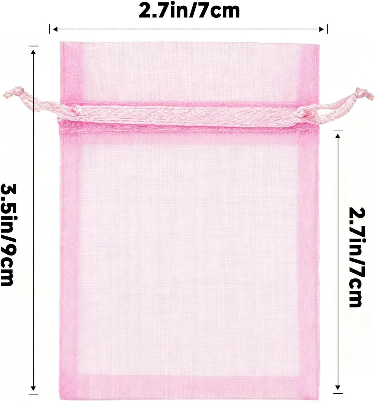 50Pcs Pink Organza Chiffon Gift Bags, 2.7x3.5 Inch, Valentine's Day, Solid Pattern