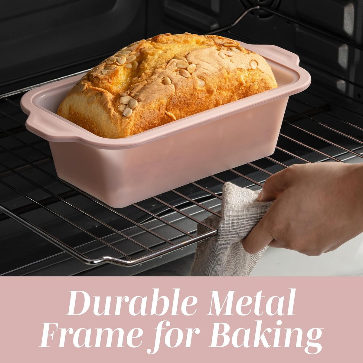 17 Pc. Silicone Baking Pan Set - Non-Stick & Easy Clean Silicone Muffin Pans for Baking with Sturdy Metal Frame for Stability, Flexible Cake Molds, Includes Measuring Cups and Spoons