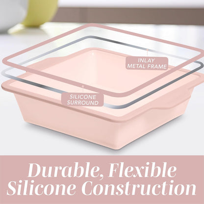 17 Pc. Silicone Baking Pan Set - Non-Stick & Easy Clean Silicone Muffin Pans for Baking with Sturdy Metal Frame for Stability, Flexible Cake Molds, Includes Measuring Cups and Spoons