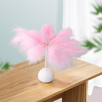 Portable Feather Table Lamp for Bedroom - Plush Feather Night Light, Chic Bedside Lamp for Wedding, Birthday, Home Decor(pink)