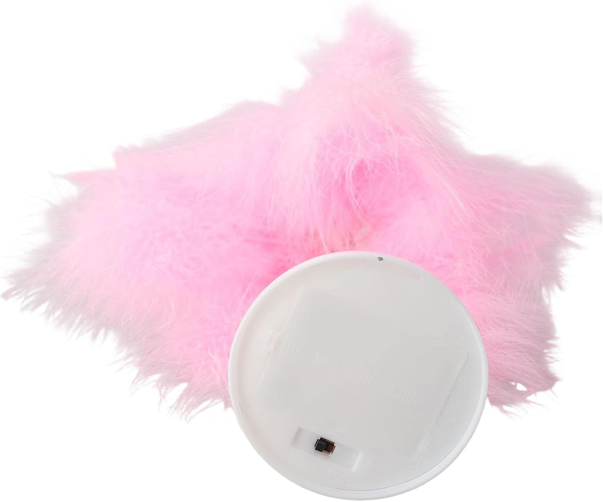 Portable Feather Table Lamp for Bedroom - Plush Feather Night Light, Chic Bedside Lamp for Wedding, Birthday, Home Decor(pink)