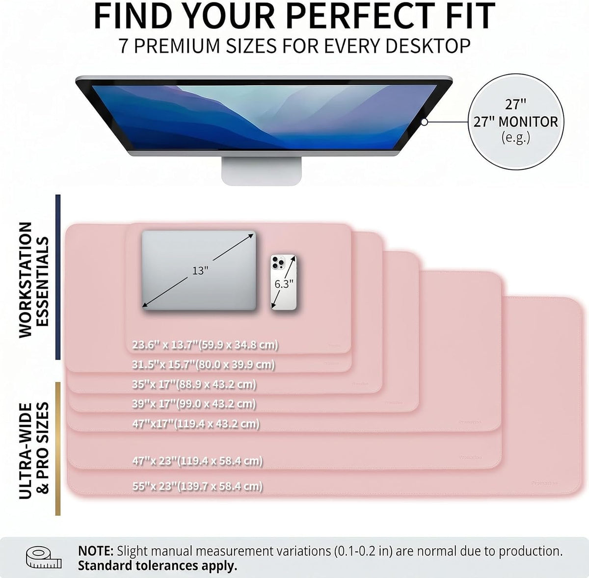 Large Desk Pad Non-Slip Desk Mat Protector for Keyboard Mouse Waterproof Vegan Leather Surface Faux Leather Laptop Mat Smooth Mouse Pad Premium Gift Tube Sakura Pink 23.6" x 13.7"