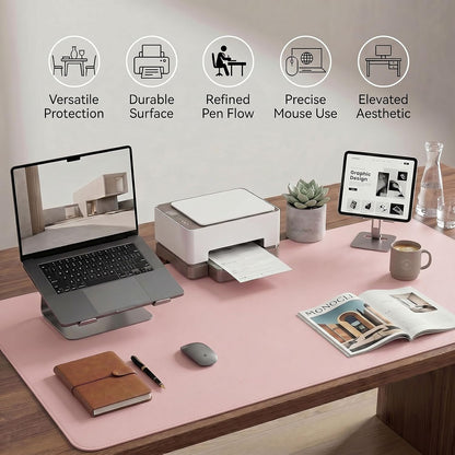 Large Desk Pad Non-Slip Desk Mat Protector for Keyboard Mouse Waterproof Vegan Leather Surface Faux Leather Laptop Mat Smooth Mouse Pad Premium Gift Tube Sakura Pink 23.6" x 13.7"