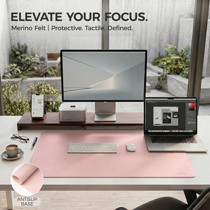 Large Desk Pad Non-Slip Desk Mat Protector for Keyboard Mouse Waterproof Vegan Leather Surface Faux Leather Laptop Mat Smooth Mouse Pad Premium Gift Tube Sakura Pink 23.6" x 13.7"