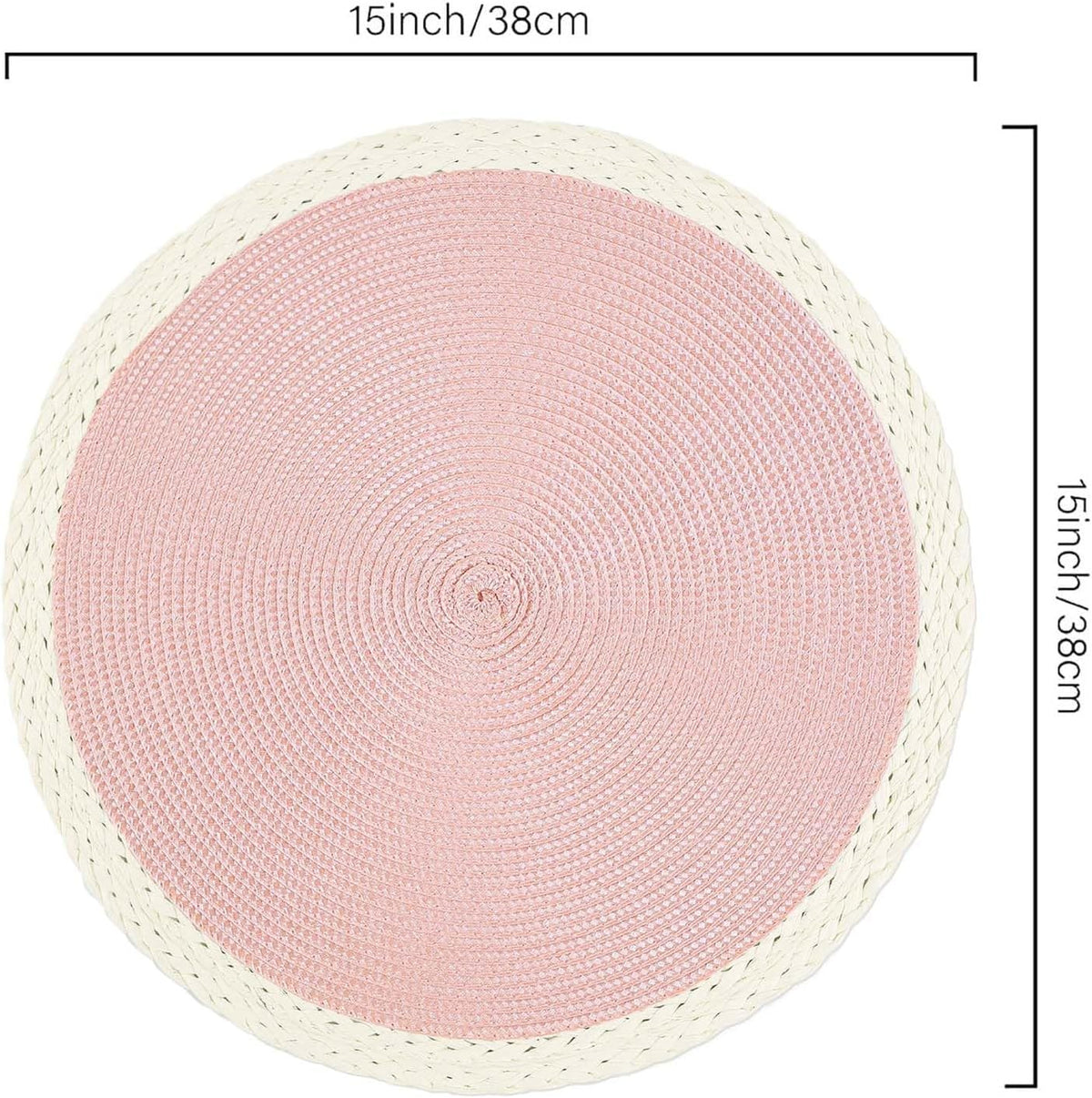 Round Placemats Set of 6, Woven Table Mats, Mint Pink
