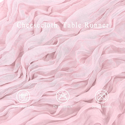 8 Pack Pink Cheesecloth Table Runner 17x108 inch Boho Gauze Cheese Cloth Table Runners for Wedding Party Baby Bridal Shower Home Decor