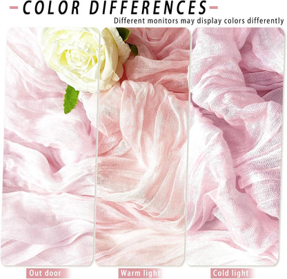 8 Pack Pink Cheesecloth Table Runner 17x108 inch Boho Gauze Cheese Cloth Table Runners for Wedding Party Baby Bridal Shower Home Decor