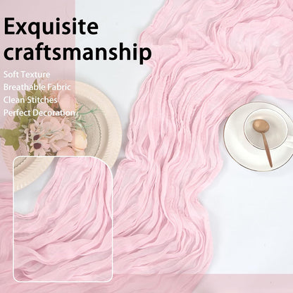 8 Pack Pink Cheesecloth Table Runner 17x108 inch Boho Gauze Cheese Cloth Table Runners for Wedding Party Baby Bridal Shower Home Decor