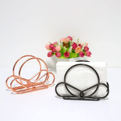Napkin Holder, Simple Design Metal Napkin Holders Upright Decorative Napkins Holder for Home Kitchen Table, Rose Gold a