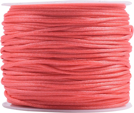 100 Yards 1.5mm Nylon Rattail Satin Silk Trim Cord Beading String for Chinese Knotting, Kumihimo, Beading, Bracelet Making, Jewelry Making, Dark Peach