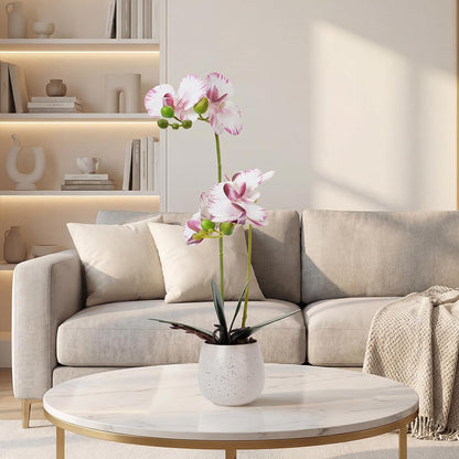 Fake Orchid in Vase Artificial Orchids That Look Real with Pot Artificial Flowers for Home Decor (Pink)