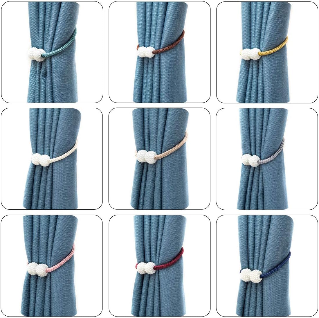6 Pack Magnetic Curtain Tiebacks, Decorative Curtain Holdbacks for Window Décor (Pink)