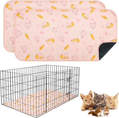 2Pack Washable Reversible Guinea Pig Cage Liners, Fleece Bedding