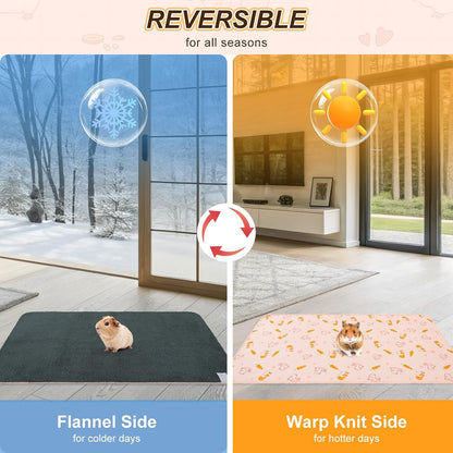 2Pack Washable Reversible Guinea Pig Cage Liners, Fleece Bedding